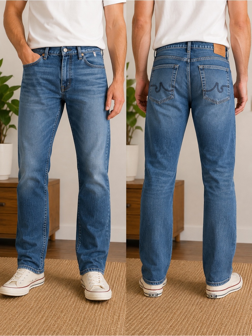 Ag Adriano Goldschmied Men’s Faded Blue Bootcut Jeans